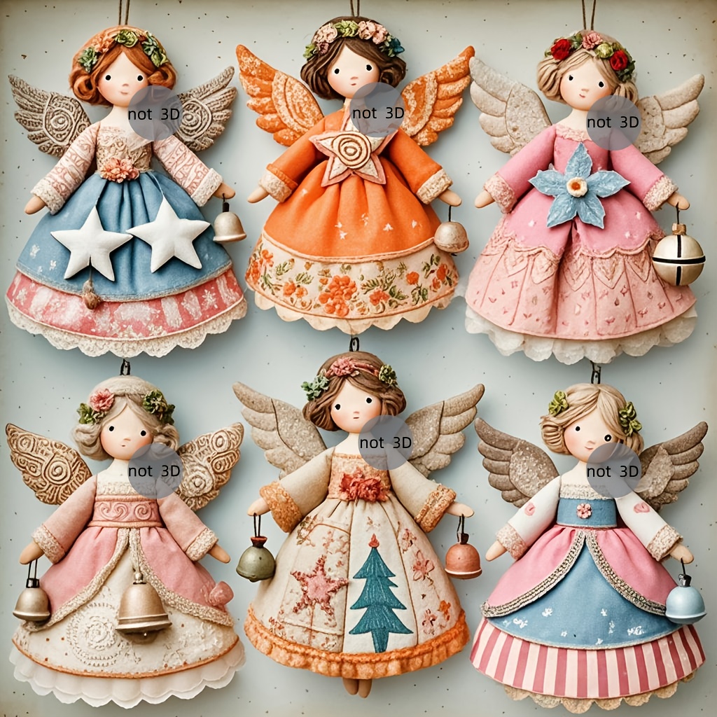 6/12Pcs 2D Flat Wooden Angel O - Vintage Collectible Dolls recension och pris
