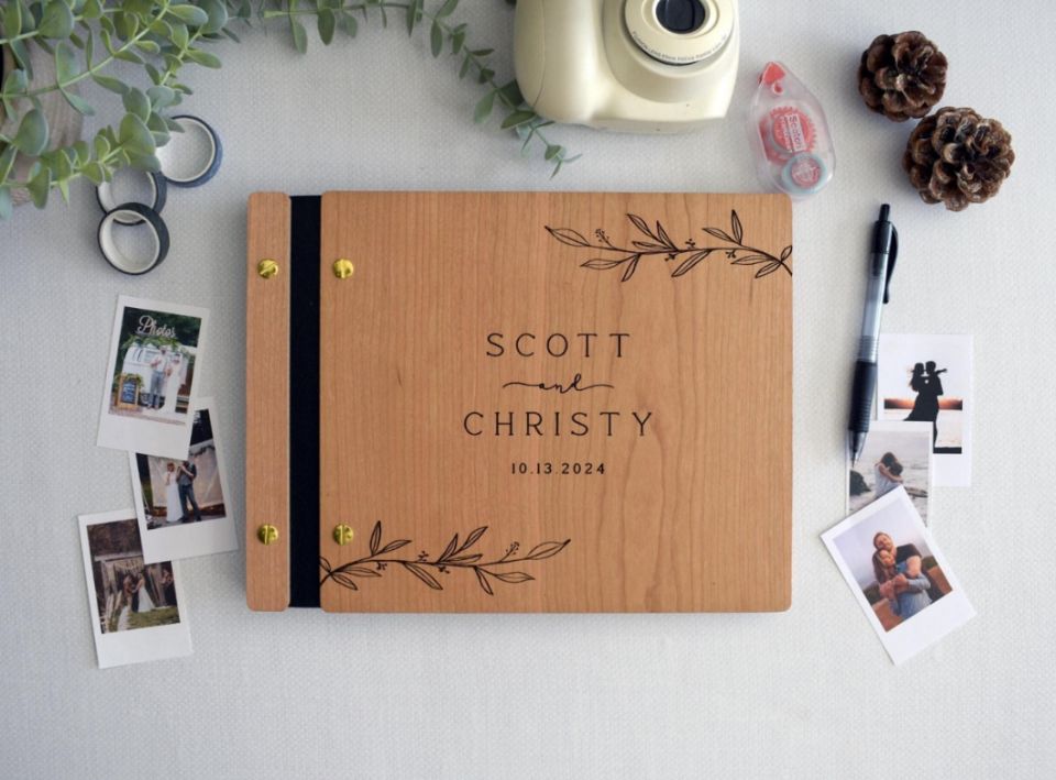 Wooden Wedding Guest Book Phot - Polaroid Photo Album recension och pris